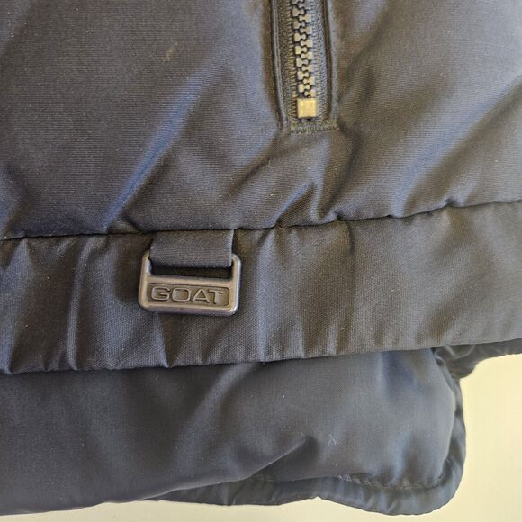 VTG Down Puffer Vest Men's Medium Blue Color Block Pockets Mountain Goat - Picture 4 of 10